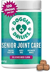 Doggie Dailies Advanced Smoked Duck Flavored Soft Chew Hip & Joint Supplement for Senior Dogs, 120 count
