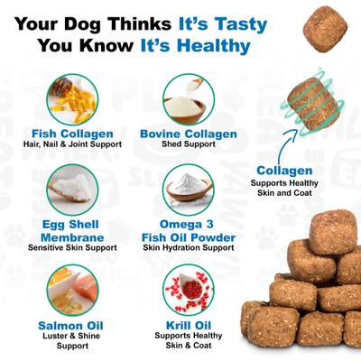 Show full view: Doggie Dailies Salmon Flavored Skin & Coat Dog Supplements, 225 count slide 10 of 11