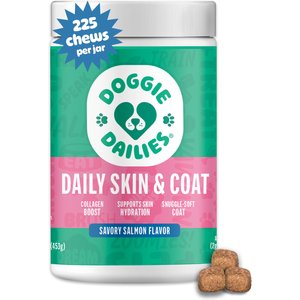 Doggie Dailies Salmon Flavored Skin & Coat Dog Supplements, 225 count
