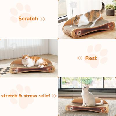 Show full view: Coziwow Cat Scratcher Lounge Bed with Catnip, Brown slide 3 of 13