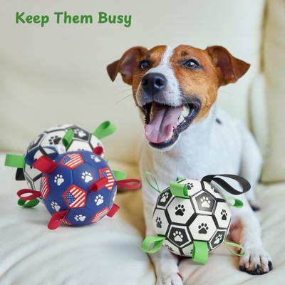 Show full view: Nocciola Soccer Ball with Straps Dog Toy, Glow in the Dark, Medium slide 5 of 7