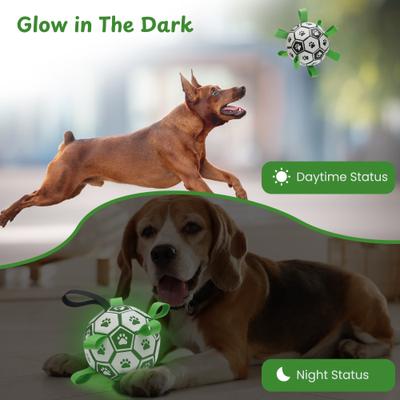 Show full view: Nocciola Soccer Ball with Straps Dog Toy, Glow in the Dark, Medium slide 3 of 7