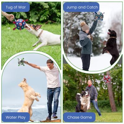 Show full view: Nocciola Soccer Ball with Straps Dog Toy, Blue, Medium slide 5 of 8