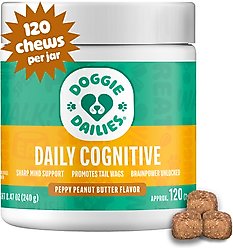 Doggie Dailies Cognitive Puppy Chews Vitamins with DHA, Selenium, Organic Ashwagandha & Antioxidants to Support Brain Health, Nervous System Function & Promote Calmness, 120 count