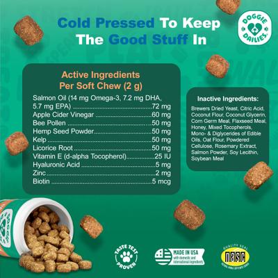 Show full view: Doggie Dailies Salmon Omega Chews Dog Supplement, 1-lb bottle slide 7 of 11