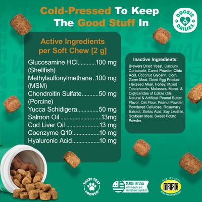 Show full view: Doggie Dailies Advanced Peanut Butter flavored Soft Chews Hip & Joint Supplement for Dogs, 225 count slide 8 of 12