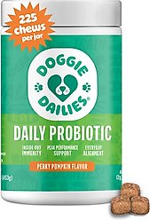 Doggie Dailies Advanced Probiotics Pumpkin Flavor Soft Chew Dog Supplement, 225 count