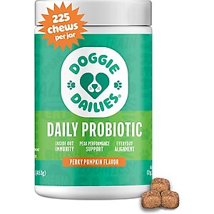 Doggie Dailies Advanced Probiotics Pumpkin Flavor Soft Chew Dog Supplement, 225 count