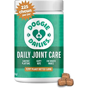 Doggie Dailies Advanced Peanut Butter flavored Soft Chews Hip & Joint Supplement for Dogs, 225 count