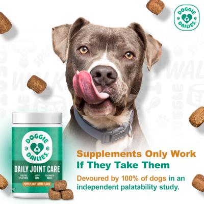 Show full view: Doggie Dailies Advanced Peanut Butter flavored Soft Chews Hip & Joint Supplement for Dogs, 225 count slide 4 of 12