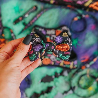 Show full view: Sassy Woof Neon Frights Bowtie Cat Collar Accessory, Black slide 5 of 6