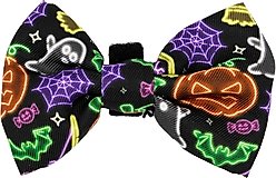 Sassy Woof Neon Frights Bowtie Cat Collar Accessory, Black