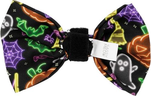 Show full view: Sassy Woof Neon Frights Bowtie Cat Collar Accessory, Black slide 4 of 6