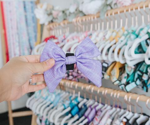 Show full view: Sassy Woof Aurora Sailor Bow Dog Collar Accessory, Purple slide 4 of 7