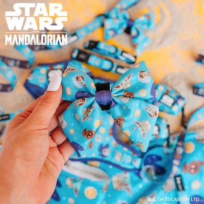 Show full view: Sassy Woof STAR WARS The Mandalorian Sailor Bow Dog Collar Accessory, Blue slide 4 of 5