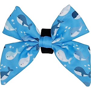 Sassy Woof Might as Whale Sailor Bow Dog Collar Accessory, Blue