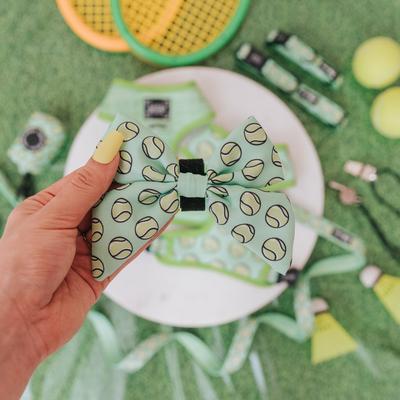 Show full view: Sassy Woof Serving Up Sass Sailor Bow Dog Collar Accessory, Green slide 4 of 5