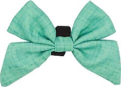Sassy Woof Wag Your Teal Sailor Bow Dog Collar Accessory, Green slide 1 of 5