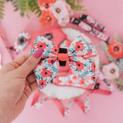 Show full view: Sassy Woof Floral Frenzy Sailor Bow Dog Collar Accessory, Pink slide 4 of 5