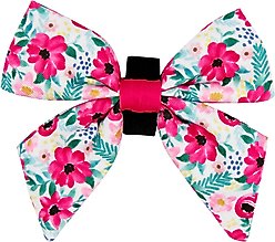 Sassy Woof Floral Frenzy Sailor Bow Dog Collar Accessory, Pink