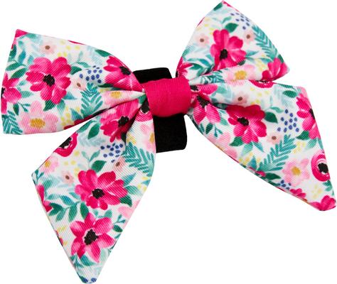 Show full view: Sassy Woof Floral Frenzy Sailor Bow Dog Collar Accessory, Pink slide 2 of 5