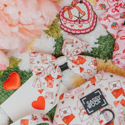 Show full view: Sassy Woof P.S. I Woof You Sailor Bow Dog Collar Accessory, Beige slide 4 of 5