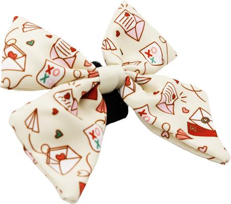 Show full view: Sassy Woof P.S. I Woof You Sailor Bow Dog Collar Accessory, Beige slide 2 of 5