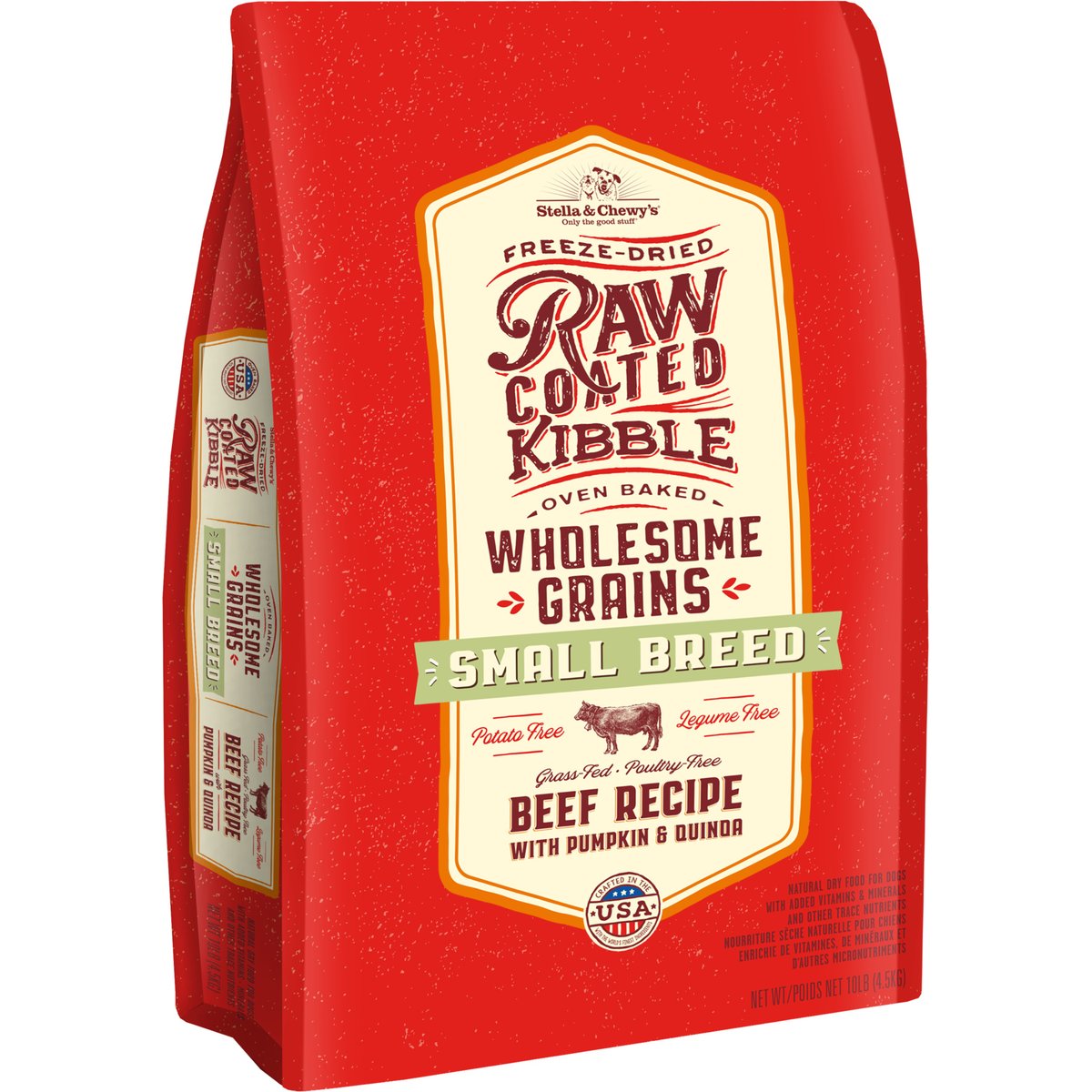 Stella & Chewy's Raw Coated Wholesome Grain Grass-Fed Beef Recipe Small Breed Dry Dog Food, 10-lb bag