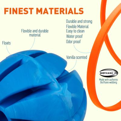 Show full view: Dogline Spiral Ball with Handle Dog Toy, Blue/Orange, 2-in slide 3 of 9