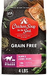 Chicken Soup for the Soul Salmon & Legumes Recipe Grain-Free Dry Cat Food, 4-lb bag slide 1 of 8