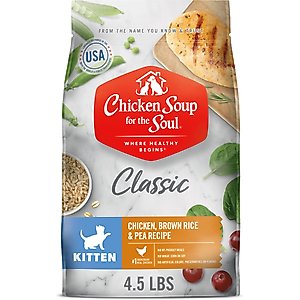 Chicken Soup for the Soul Kitten Chicken, Brown Rice & Pea Recipe Dry Cat Food, 4.5-lb bag