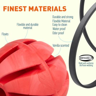 Show full view: Dogline Spiral Ball with Handle Dog Toy, Red/Black, 2.75-in slide 2 of 8