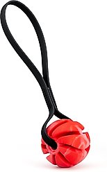 Dogline Spiral Ball with Handle Dog Toy, Red/Black, 2.75-in
