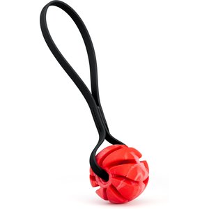 Dogline Spiral Ball with Handle Dog Toy, Red/Black, 2.75-in