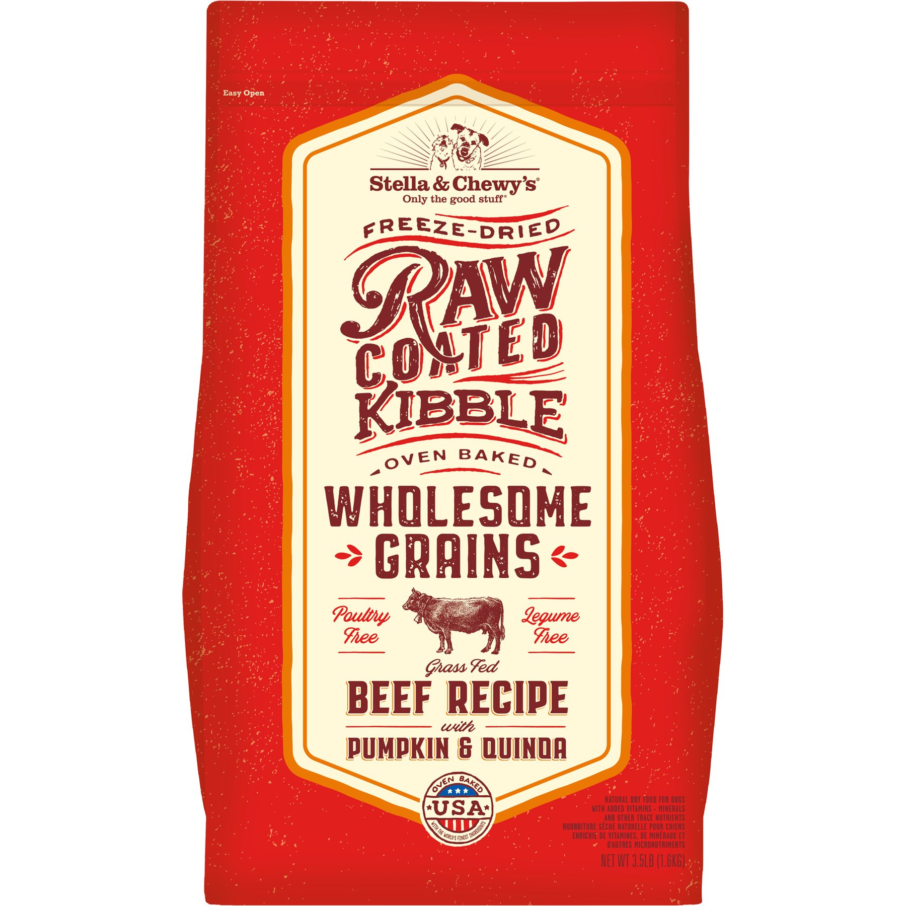 Stella & Chewy's Raw Coated Wholesome Grain Grass-Fed Beef Recipe Dry Dog Food, 3.5-lb bag