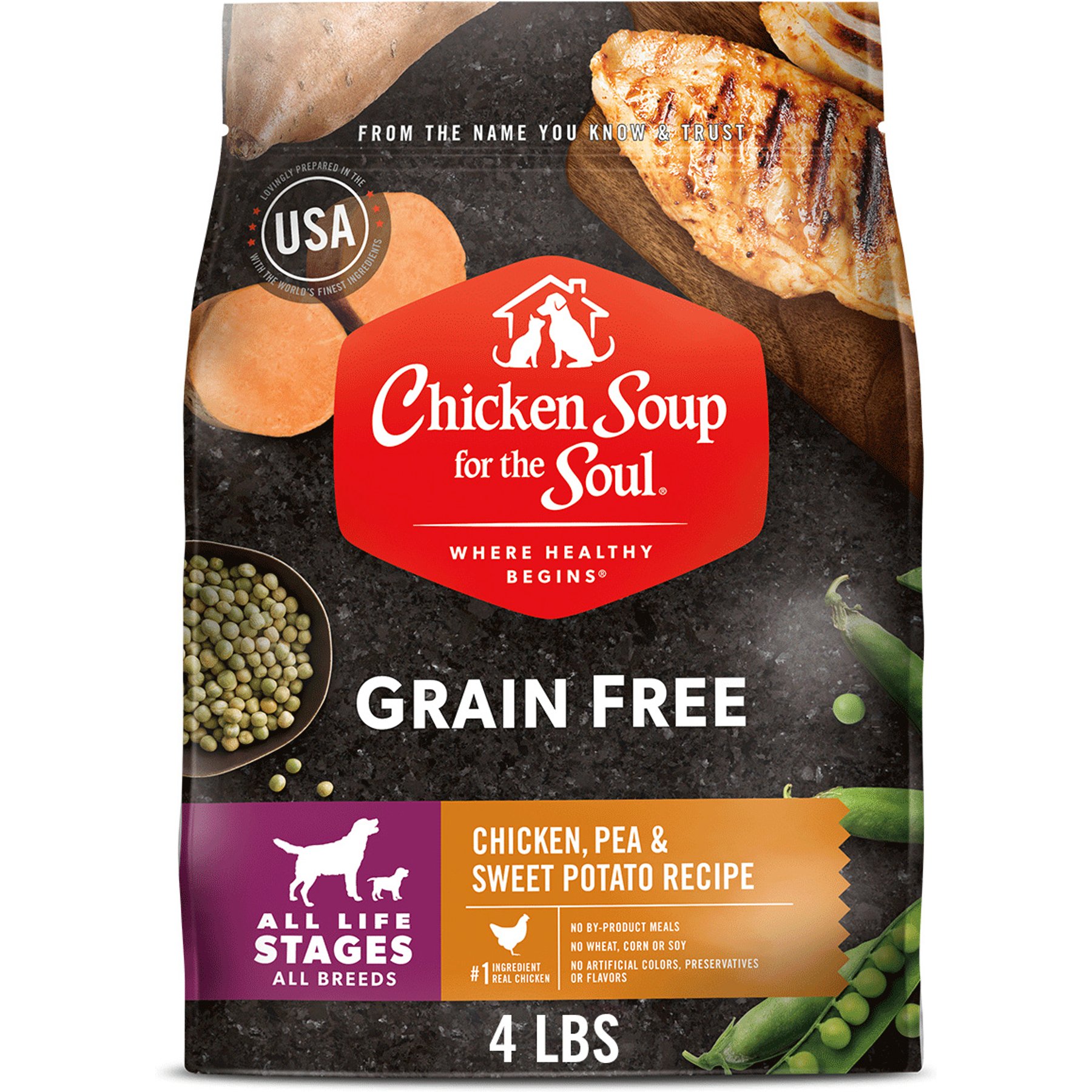 Chicken Soup for the Soul Grain-Free Chicken, Pea & Sweet Potato Recipe Dry Dog Food, 4-lb bag