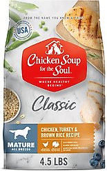 Chicken Soup for the Soul Mature & Senior Chicken, Turkey & Brown Rice Recipe Dry Dog Food, 4.5-lb bag