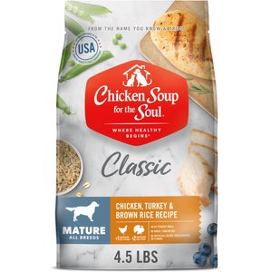 Chicken Soup for the Soul Mature & Senior Chicken, Turkey & Brown Rice Recipe Dry Dog Food, 4.5-lb bag