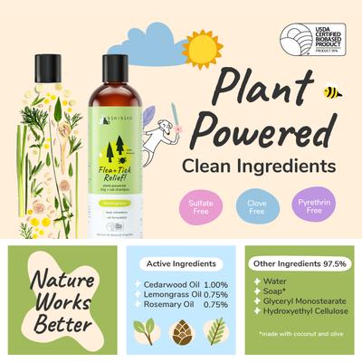 Show full view: kin+kind Flea & Tick Dog & Cat Shampoo, Lemongrass Scent, 12-fl oz bottle slide 4 of 11