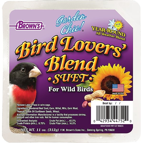 Brown's Garden Chic! Bird Lovers' Blend Suet Cake Wild Bird Food
