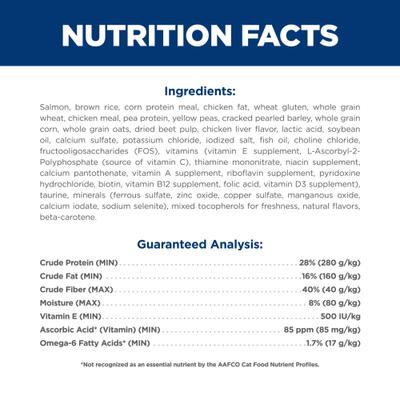 Show full view: Hill's Science Diet Adult Salmon & Brown Rice Recipe Dry Cat Food, 15-lb bag slide 7 of 12