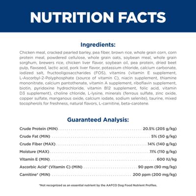 Show full view: Hill's Science Diet Adult Light Weight Management Small Breed & Mini Breed with Chicken Meal & Barley Dry Dog Food, 15.5-lb bag slide 7 of 13