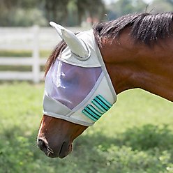 Equinavia Algard Soft Mesh Horse Fly Mask, Silver/Turquoise, Pony