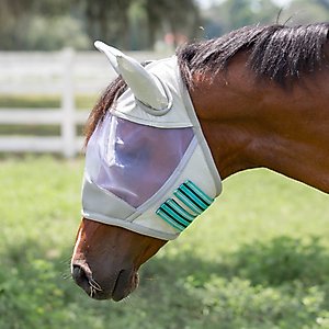 Equinavia Algard Soft Mesh Horse Fly Mask, Silver/Turquoise, Pony