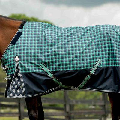 Show full view: Equinavia Norse Lightweight Turnout Horse Blanket, 100g, Navy/Turquoise, 66-in slide 2 of 3