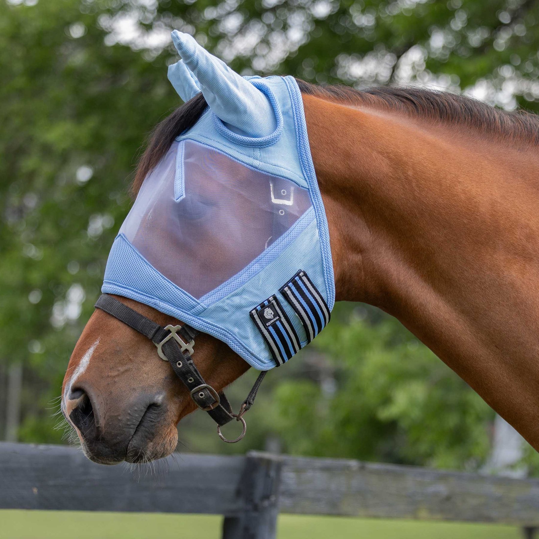 Equinavia Algard Soft Mesh Horse Fly Mask, Light Blue, Cob