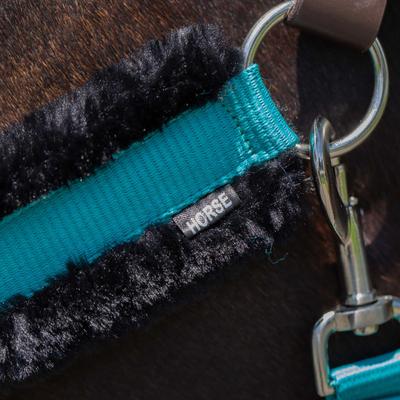 Show full view: Equinavia Valkyrie Ultra Fleece Breakaway Horse Halter, Turquoise/Black, Warmblood slide 3 of 4
