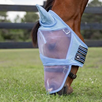 Show full view: Equinavia Algard Soft Mesh Long Nose Horse Fly Mask, Light Blue, Pony slide 3 of 3