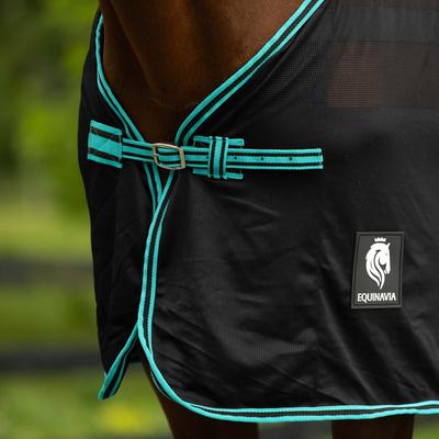 Show full view: Equinavia Sefyr Scrim Horse Sheet, Black/Turquoise, Small slide 3 of 5