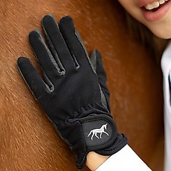 Horze Stretch Kids Gloves, Black, 4 slide 2 of 3